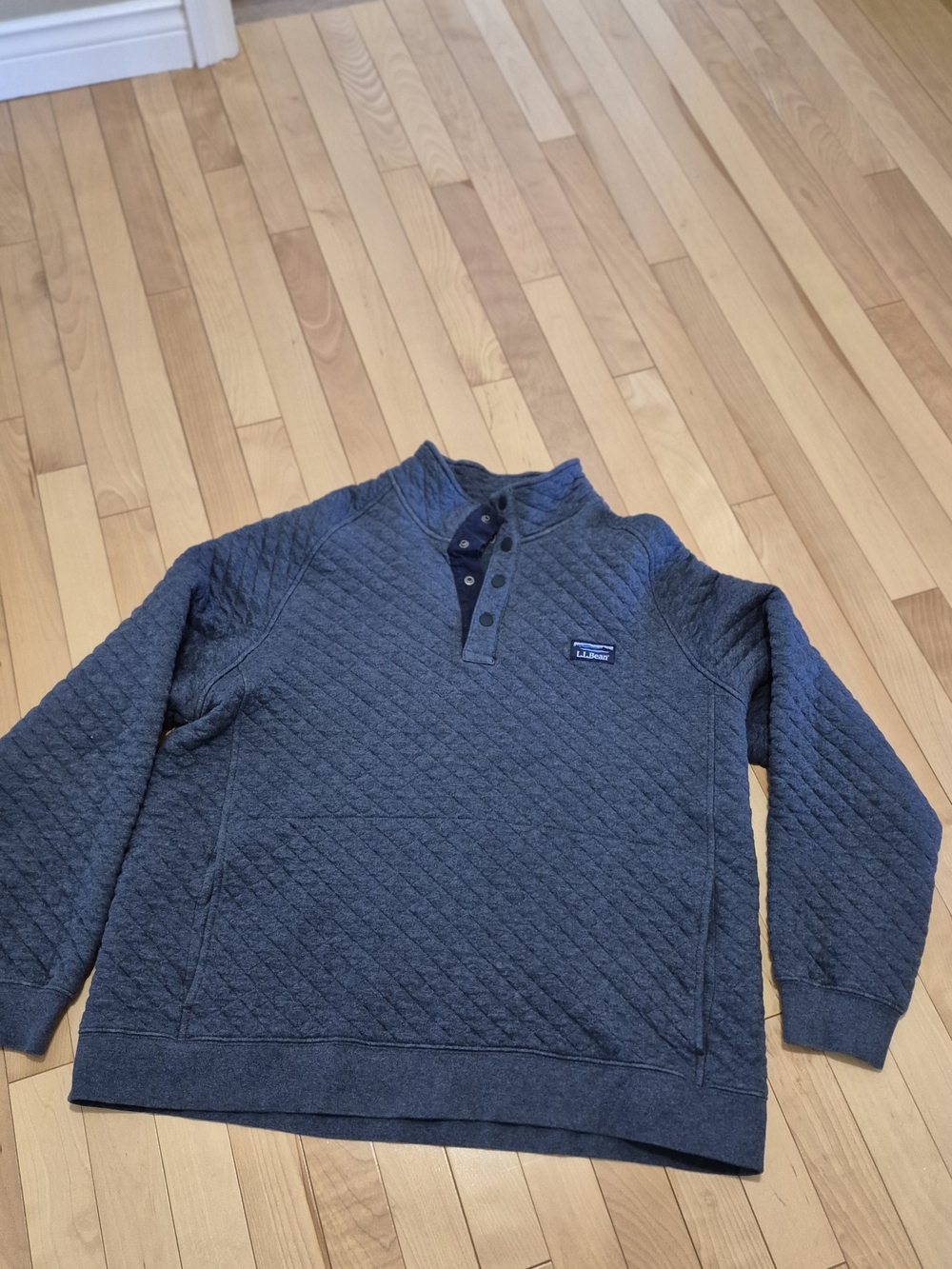 L.L. Bean Quilted Henley Pullover - Blue